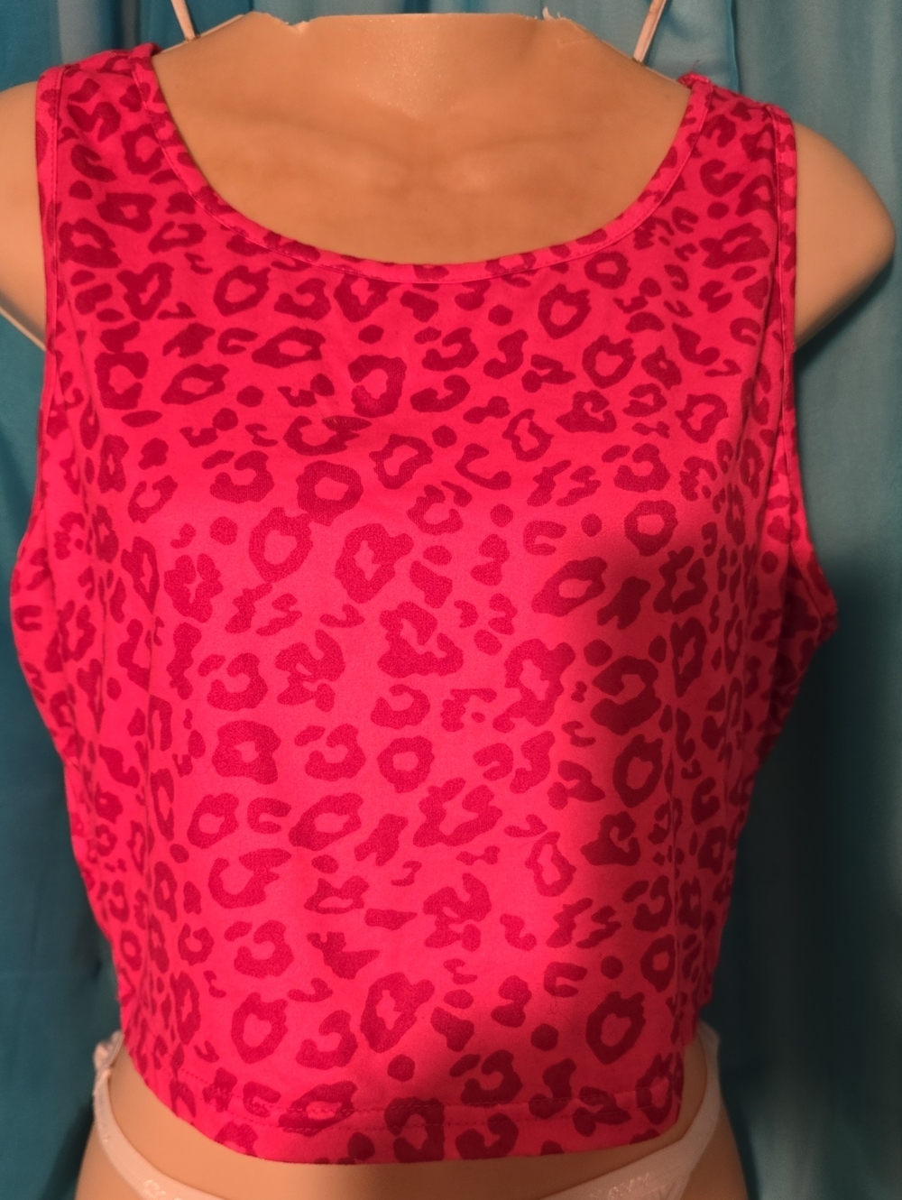 Machine Hot Pink Leopard Print Scoop Neck Crop Top Size 8